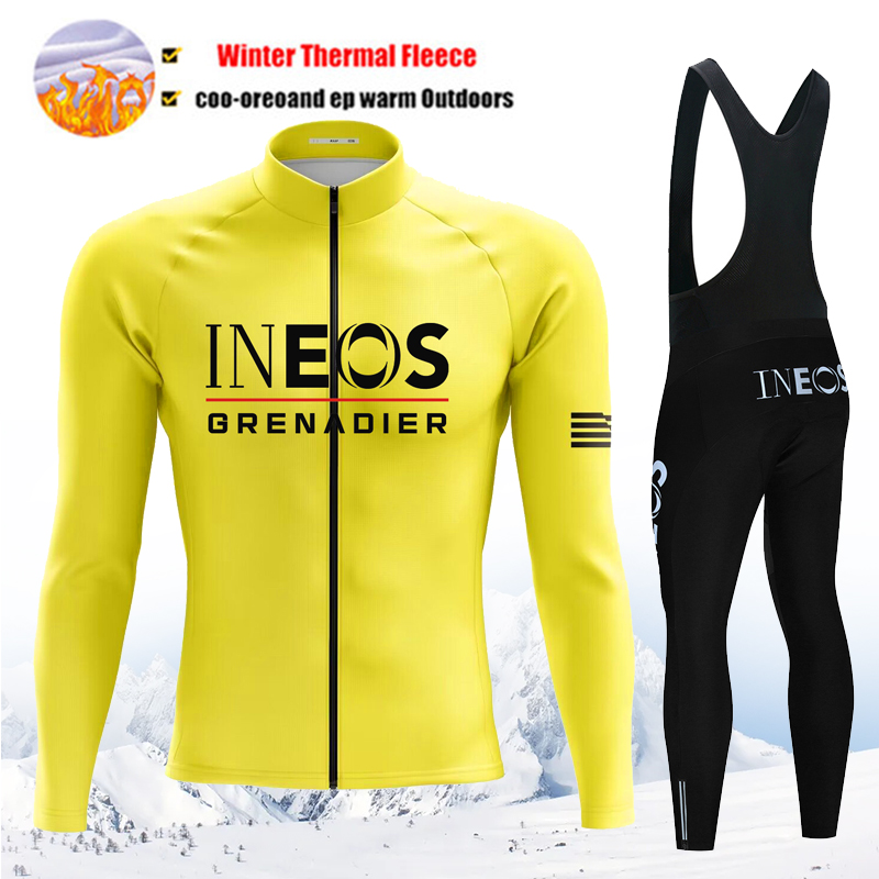 Yellow Cycling Gear - Ensemble de maillot de cyclisme d'hiver