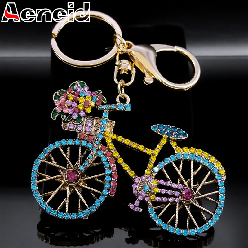 Yellow Cycling Gear - Porte-clés de vélo en cristal coloré